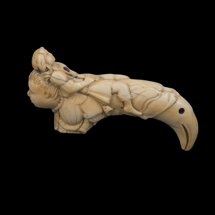 Canne ivoire sculpté femme