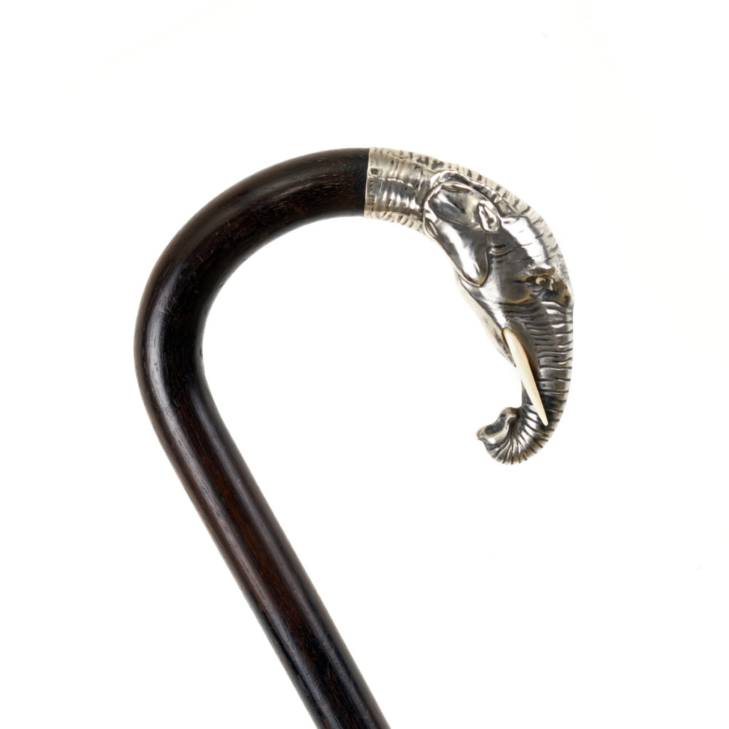 Elephant cane in silver